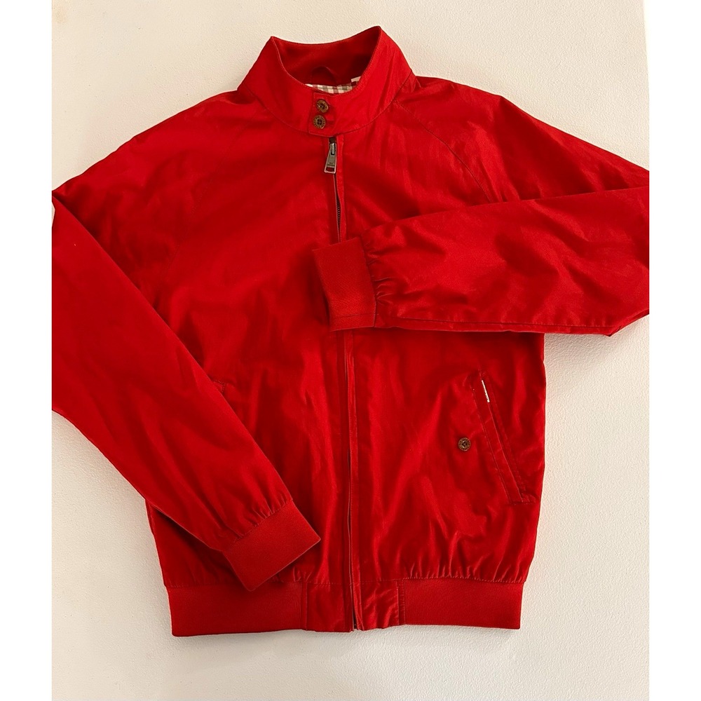 Ben Sherman Men's S Harrington Jacket Red Full Zip Button Stand Collar Lined